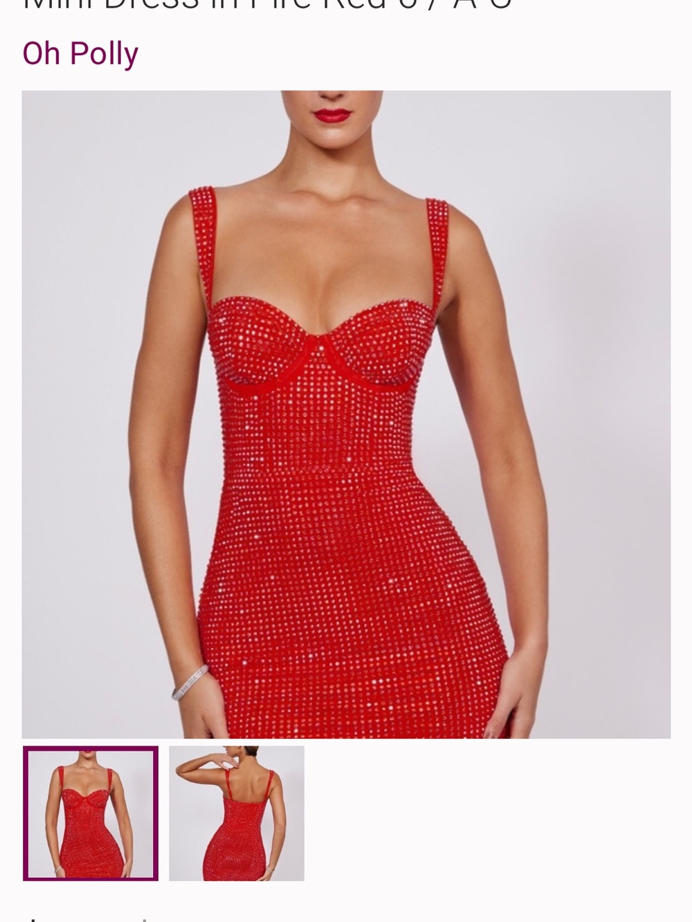 Oh Polly Red Embellished Bodycon Mini Dress